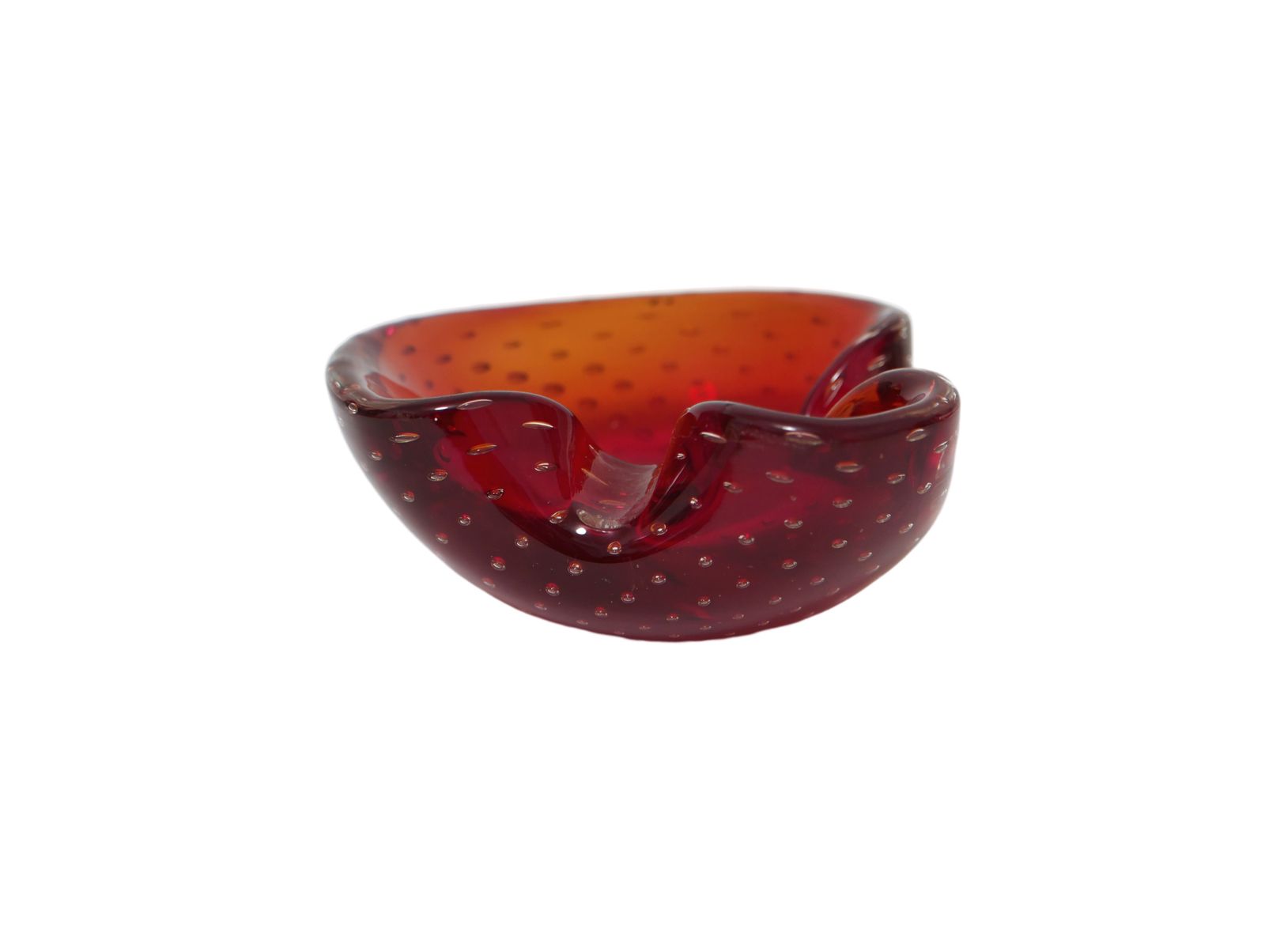 Murano Red Art Glass Controlled Bubble Ashtray/Dish, 1960's photo buy