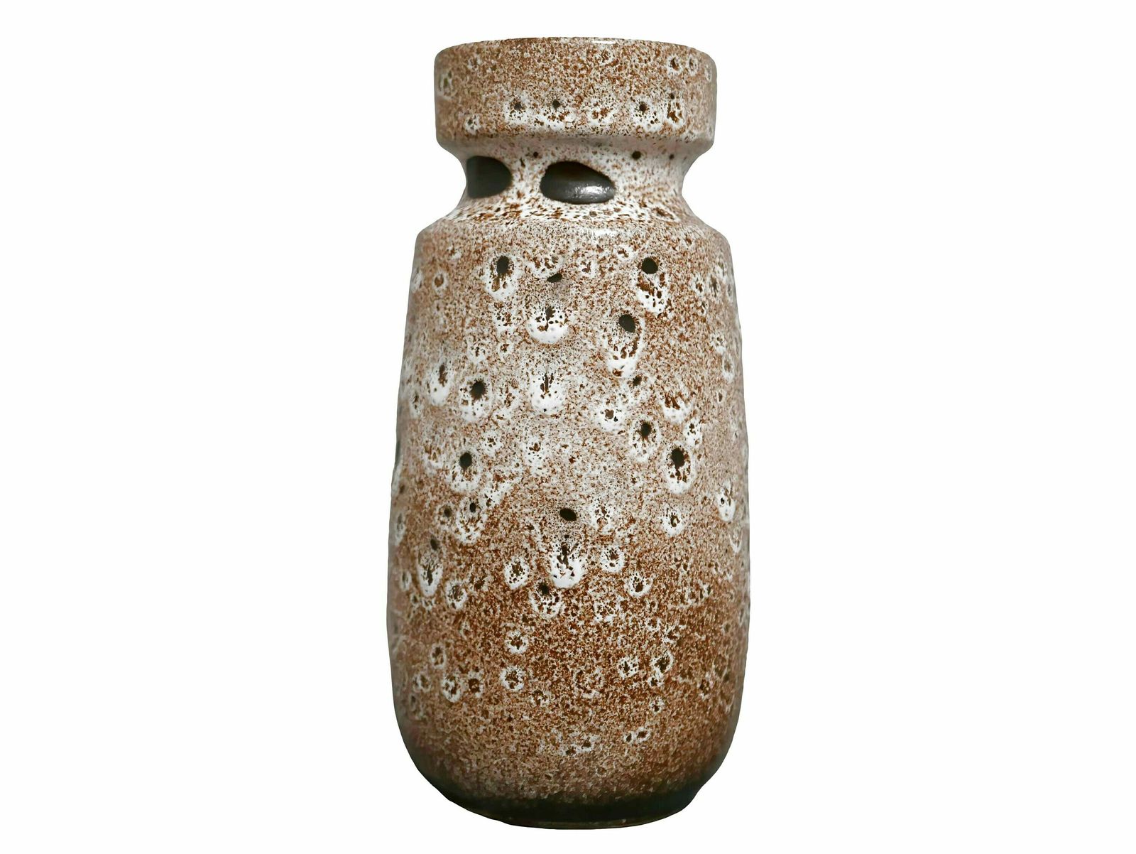 West German Fat Lava Vase, Brown And White, 1970’s photo furniture