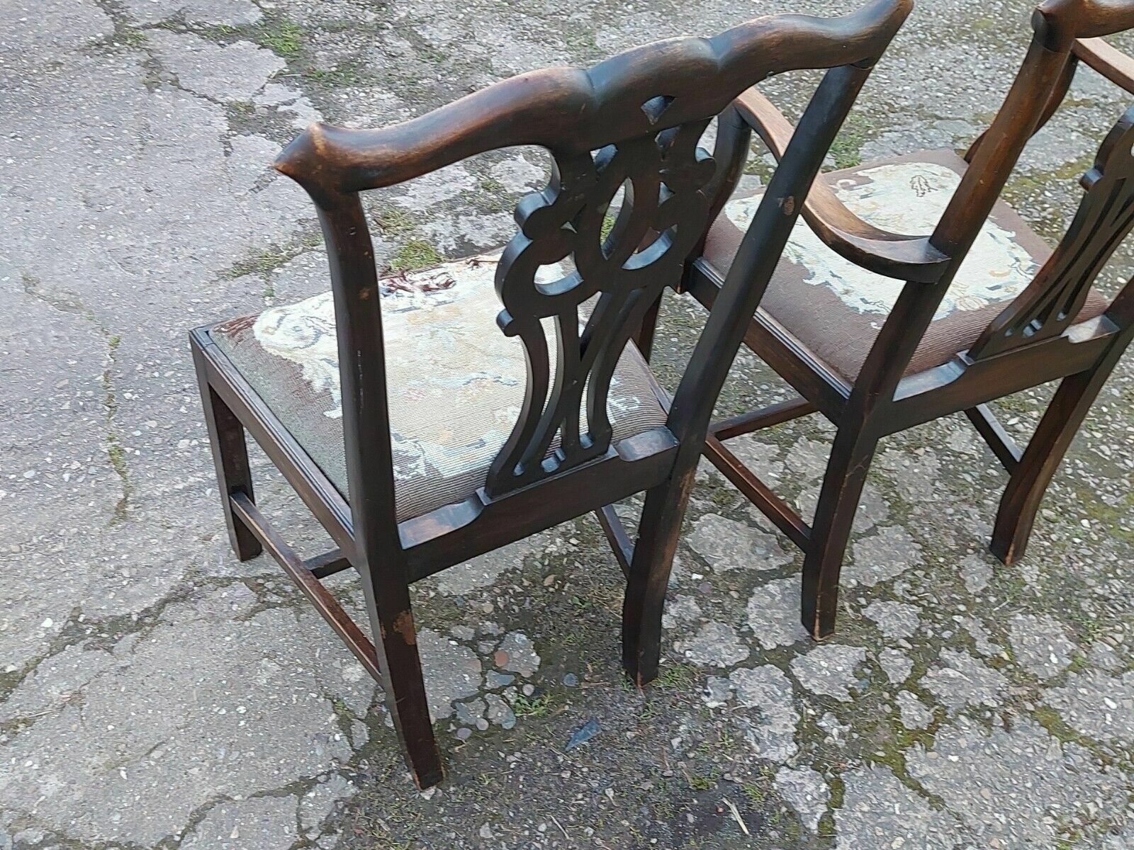 Pair Of Antique His & Hers Chairs, One Being A Carver photo vinterior