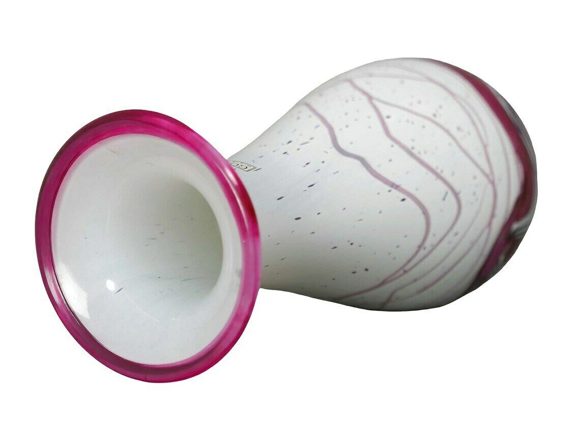 Gozo Vase, Italian Art Glass Pink And White, 1980’s photo 95.0