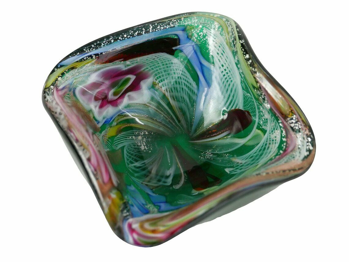 Murano 'Tutti Frutti' Italian Art Glass Dish Multi Coloured And Green, 1960’s photo for sale