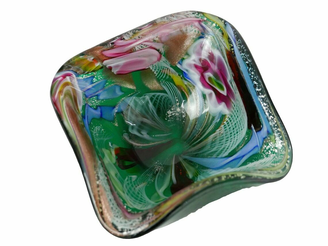 Murano 'Tutti Frutti' Italian Art Glass Dish Multi Coloured And Green, 1960’s photo Home Decor