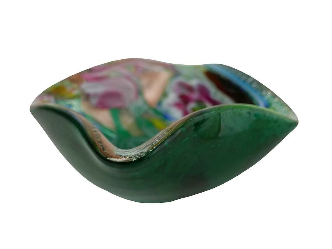 Murano 'Tutti Frutti' Italian Art Glass Dish Multi Coloured And Green, 1960’s photo vinterior