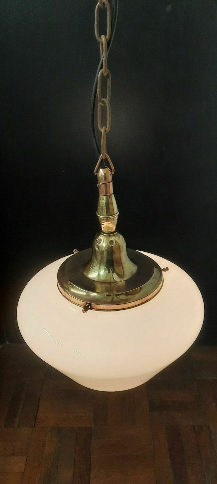 French Antique Opaline Pendant Light