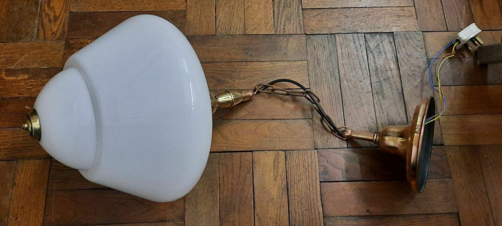 French Antique Opaline Pendant Light photo for sale