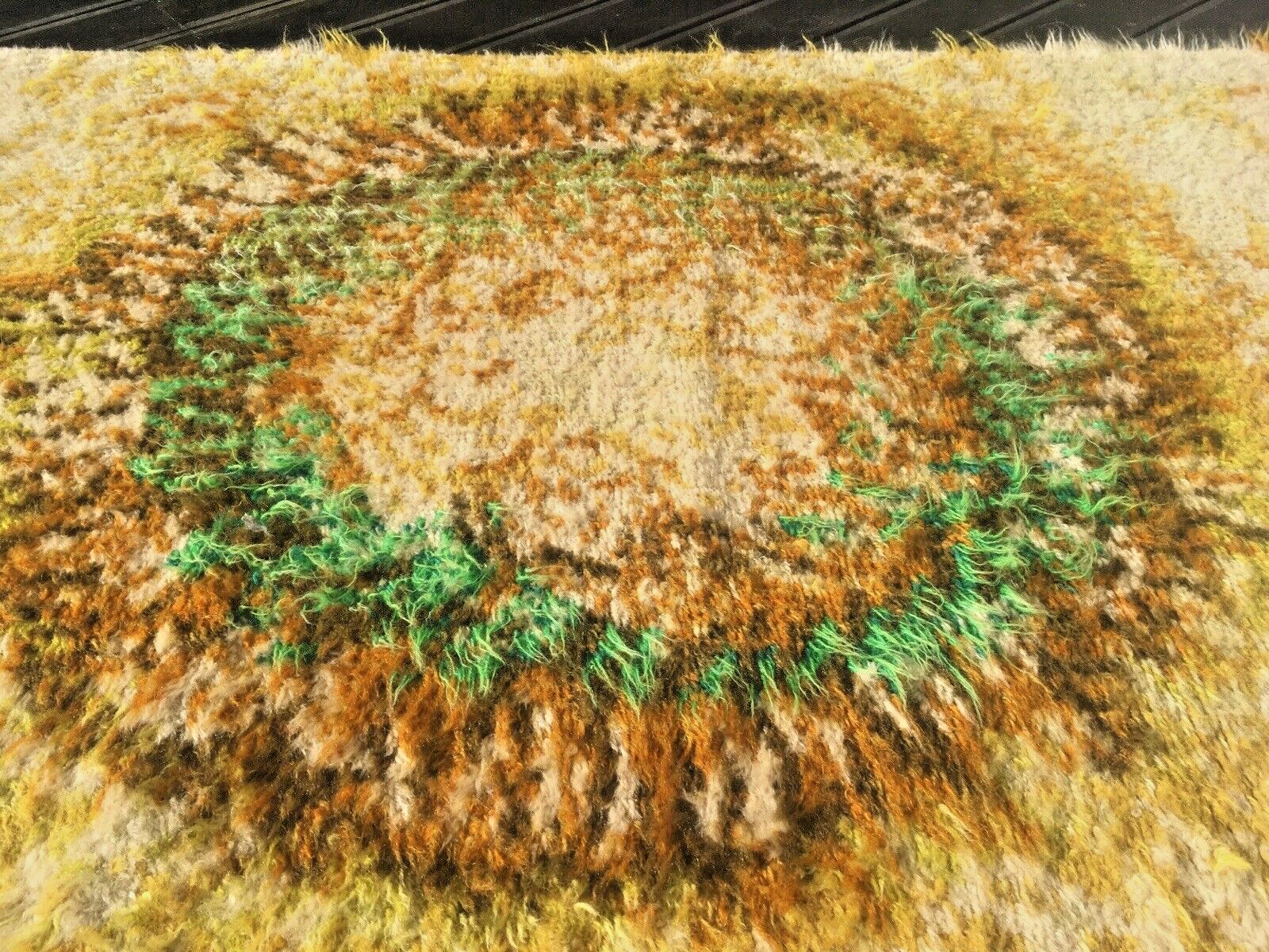 Mid Century Scandi 60's Psychadelic Shag Wool Rug Wall Hanging Rya Vintage Retro photo vinterior