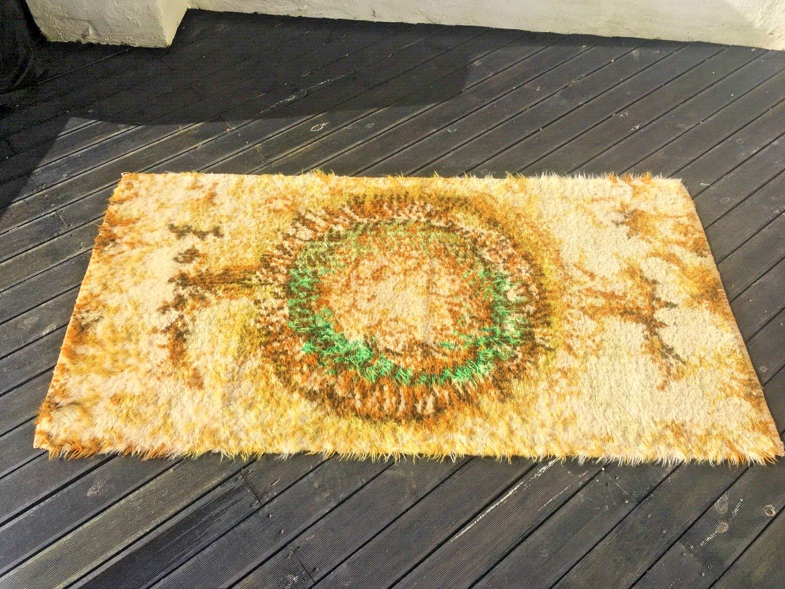 photo furniture Mid Century Scandi 60's Psychadelic Shag Wool Rug Wall Hanging Rya Vintage Retro