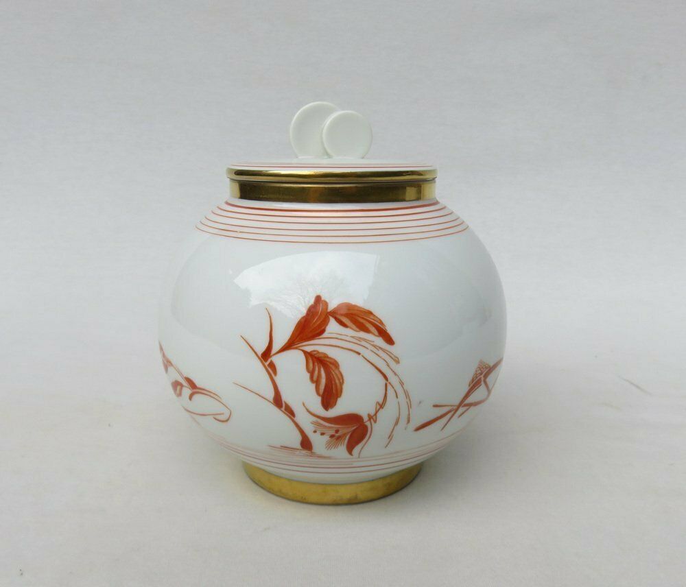 Art Deco Lidded Box With Japanese Decor By Fritz Von Stockmeyer For Porcelain Factory Arzberg, 1930s