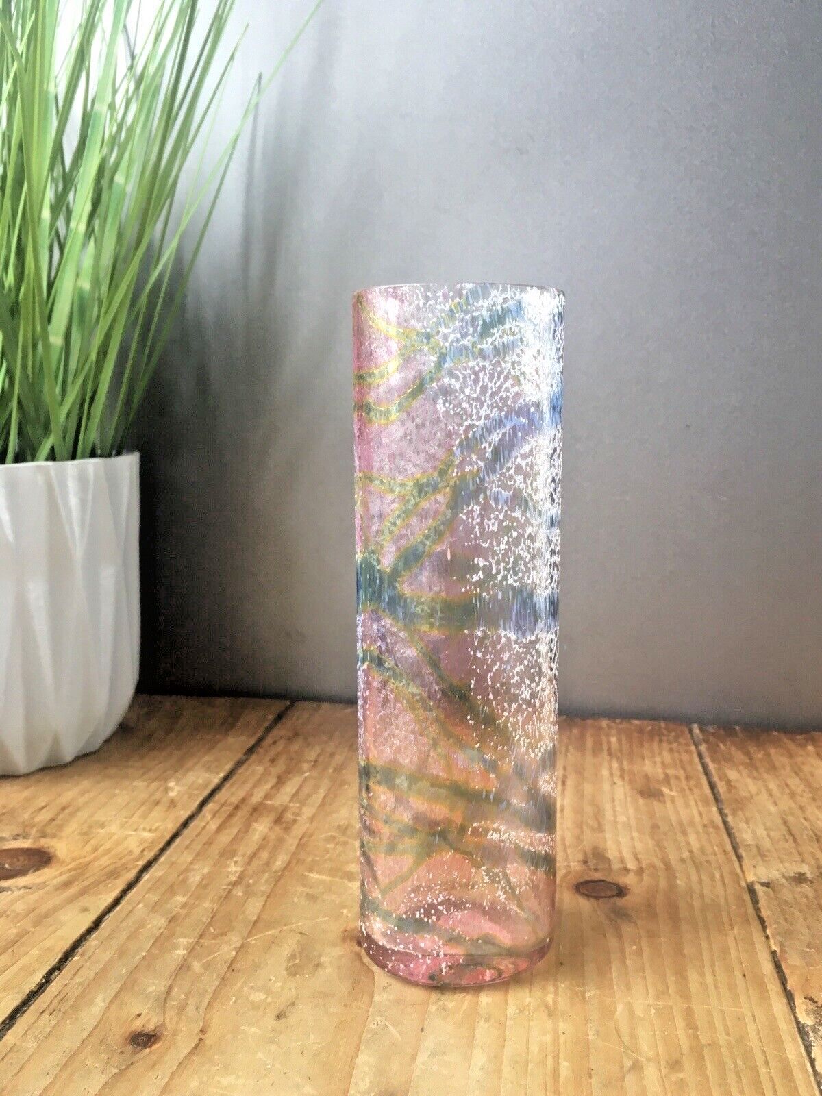 Beautiful Okra Coral Speckled Abstract Web Studio Glass Bud Vase Richard Golding photo furniture