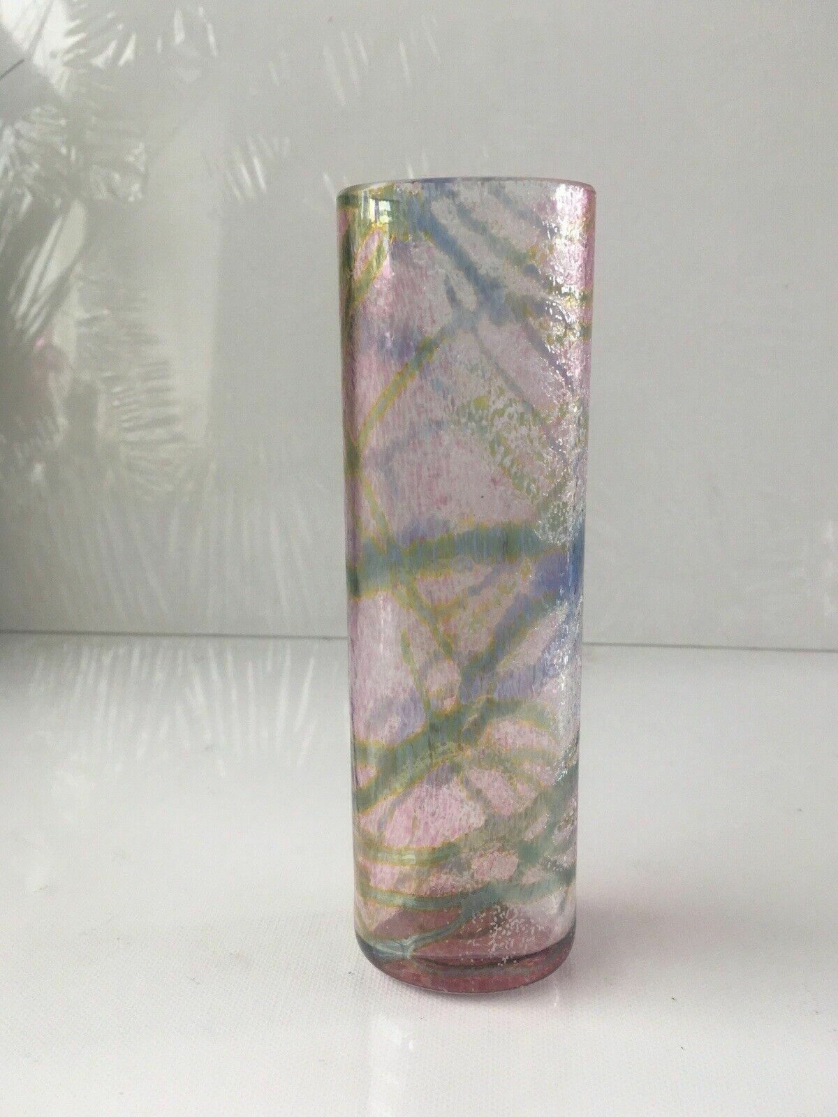 50.0 Beautiful Okra Coral Speckled Abstract Web Studio Glass Bud Vase Richard Golding photo