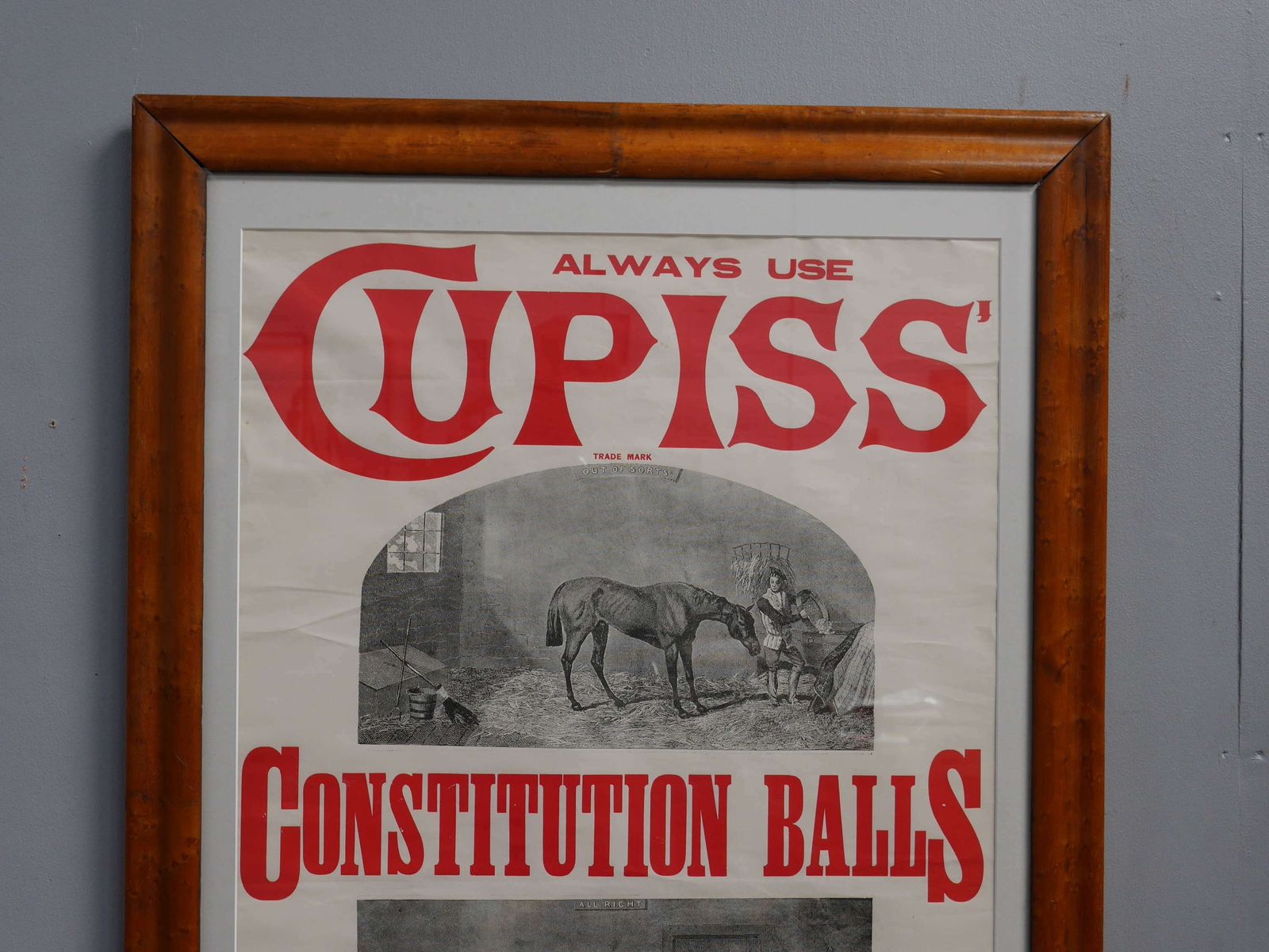 Large Cupis Advertising Poster In Birds Eye Maple Frame photo vintage