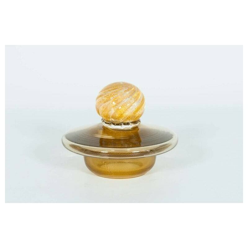 Pair Of Italian Vases In Transparent Murano Glass And 24 Karat Gold photo buy