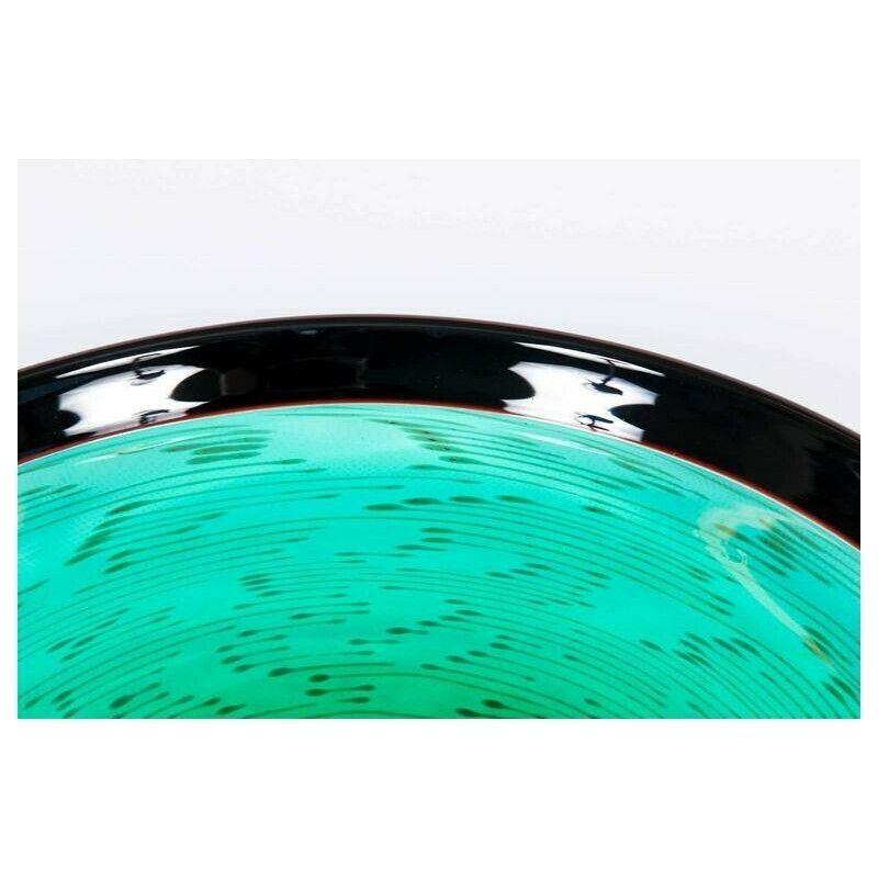Italian Venetian, Bowl, Blown Murano Glass, Green Aquamarine, Cenedese, 1970s photo Home Decor