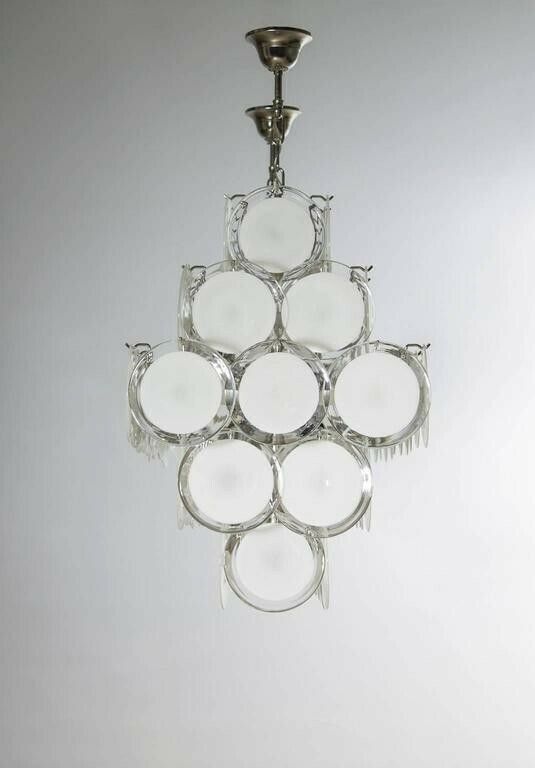 Amazing Italian Murano Glass Chandelier, Attributed To Mazzega Around 1980s photo Lighting