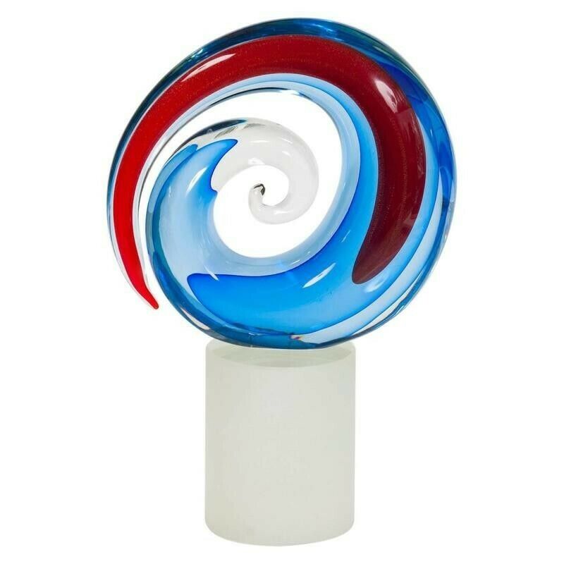 Italian Venetian, Sculpture, Blown Murano Glass, Red Blu, Romano Donà, 1990s