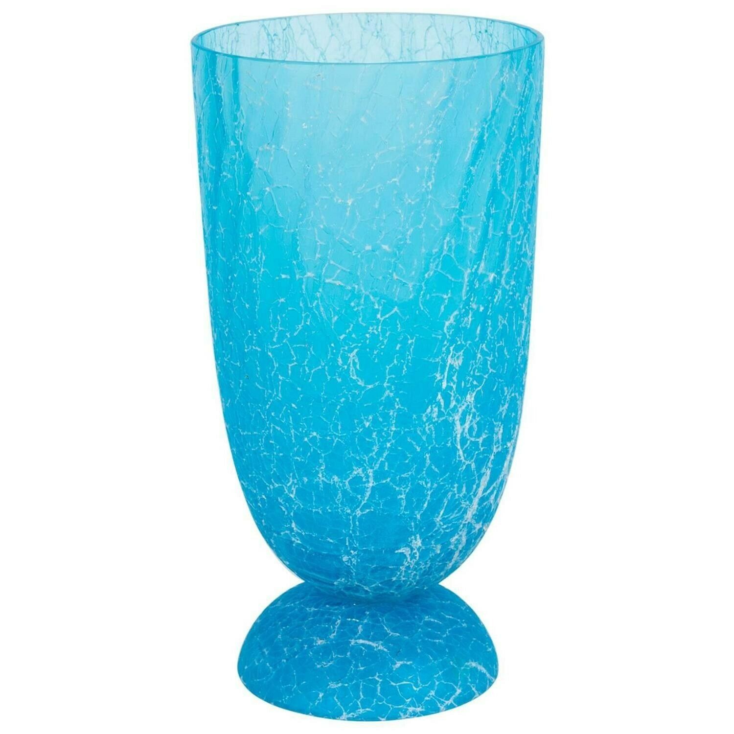 Italian Light Blue Vase With Cracks Blown Murano Glass, Signed Cenedese, 1970s