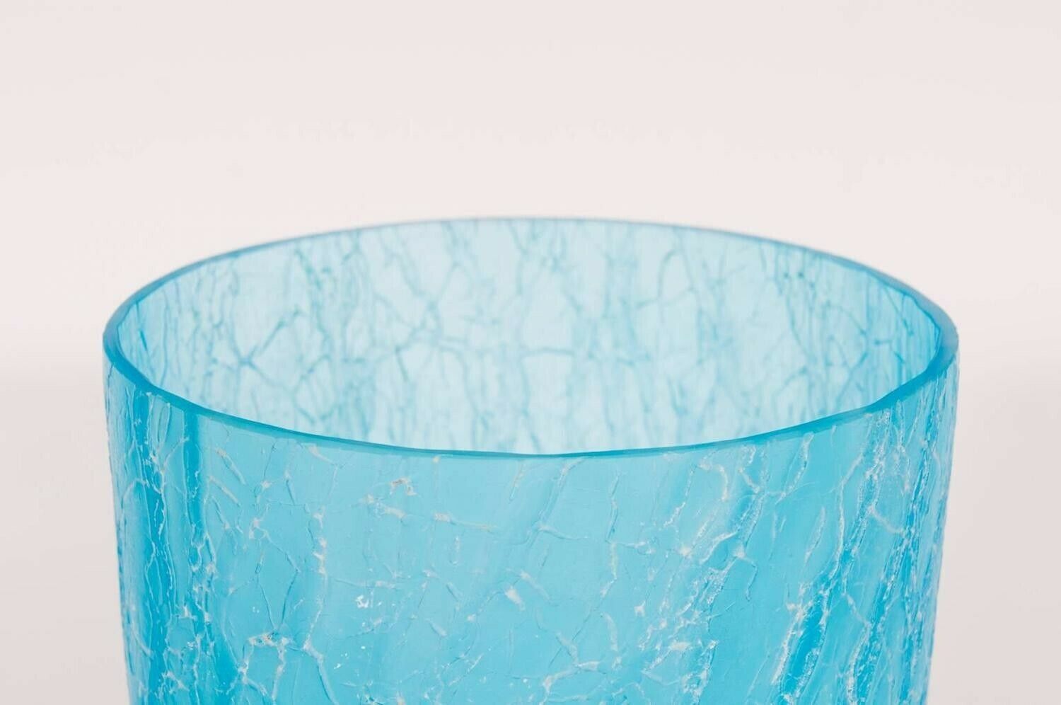 Italian Light Blue Vase With Cracks Blown Murano Glass, Signed Cenedese, 1970s photo for sale