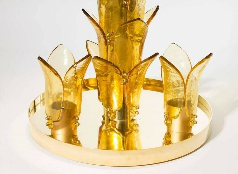 Palm Floor Lamp In Murano Glass Amber And Green Italy Contemporary photo Lighting