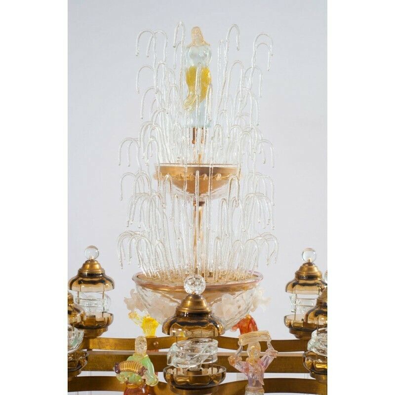 Flush Mount Blown Murano Glass Colorful Statues And Brass 1950s Italy * photo 57488.0