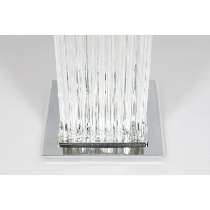 Floor Lamp In Blown Murano Glass Clear Color Triedros 1990s Italy photo for sale