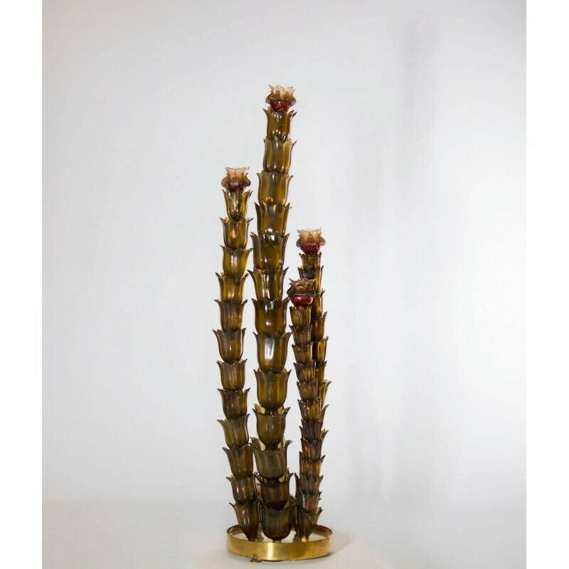 Cactus Floor Lamp Handcrafted In Blown Murano Glass Italy 1950s photo Lighting