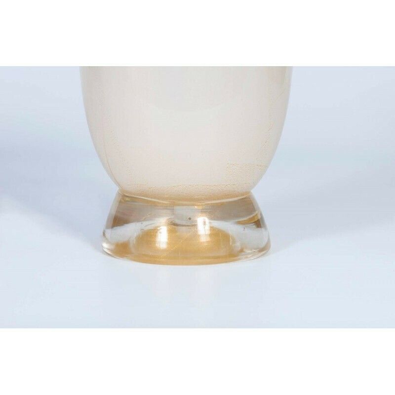 Pair Of White And Gold Italian Murano Glass Table Lamps Barovier, 1980s photo 3184.0