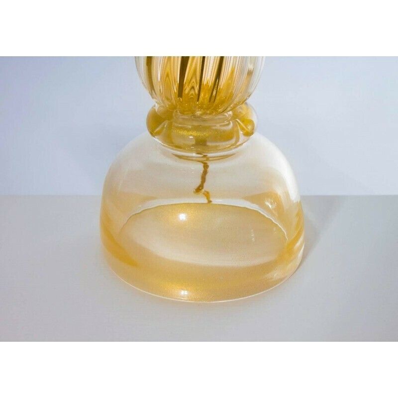 Italian Massive Pair Of Table Lamps In Murano Glass, Gold 24 Karat photo buy