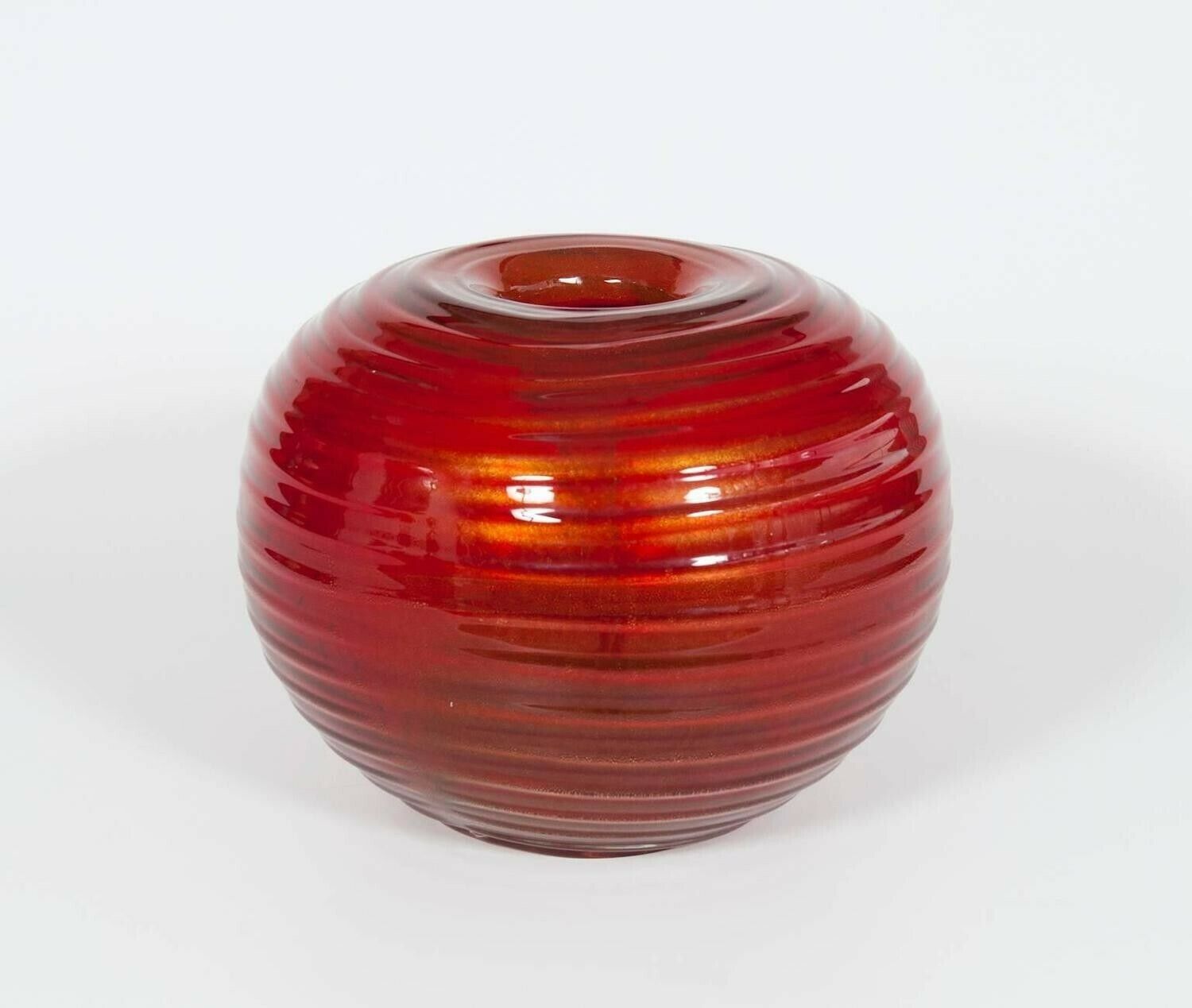 Massive Red And Gold Vase In Blown Murano Glass With Gold Drop, 1980s Italy photo furniture