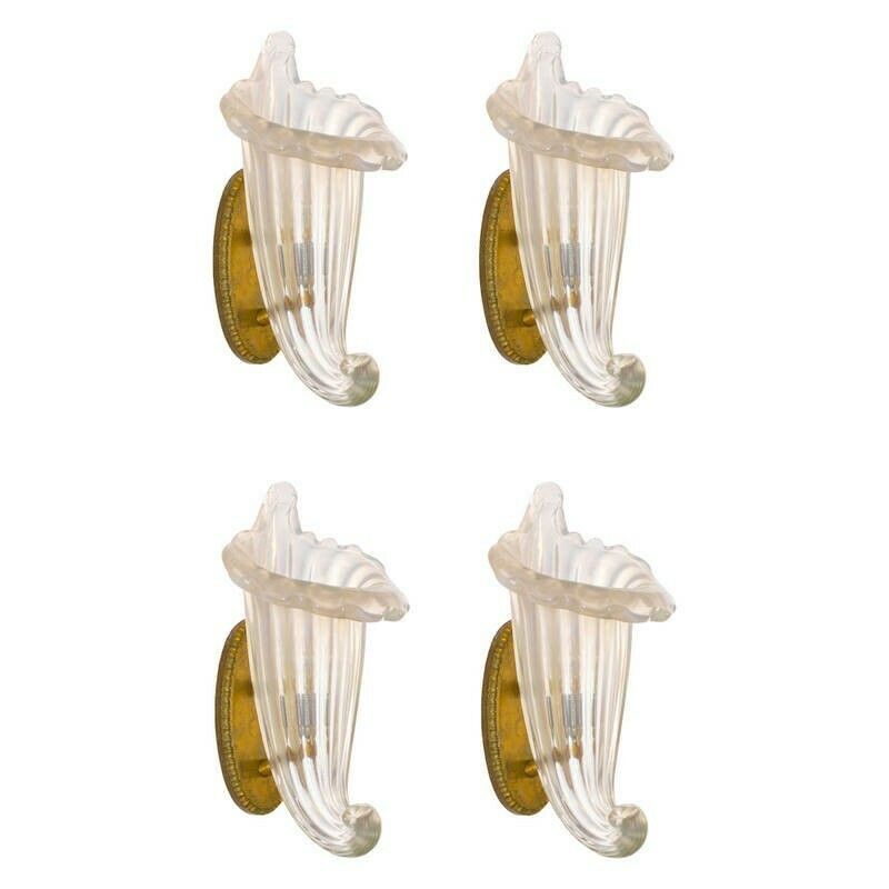 Set Of Four Iridescent Seashell Sconces In Blown Murano Glass 1980s