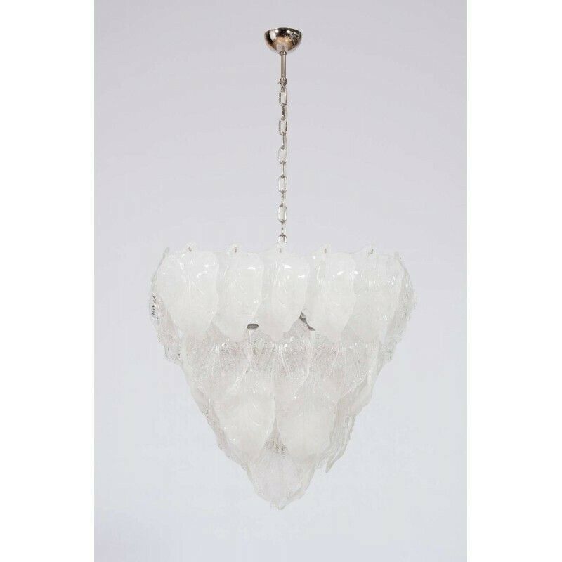 Italian Venetian, Flush Mount, In Blown Murano Glass, Transparent Leafs , 1950s photo 3803.0