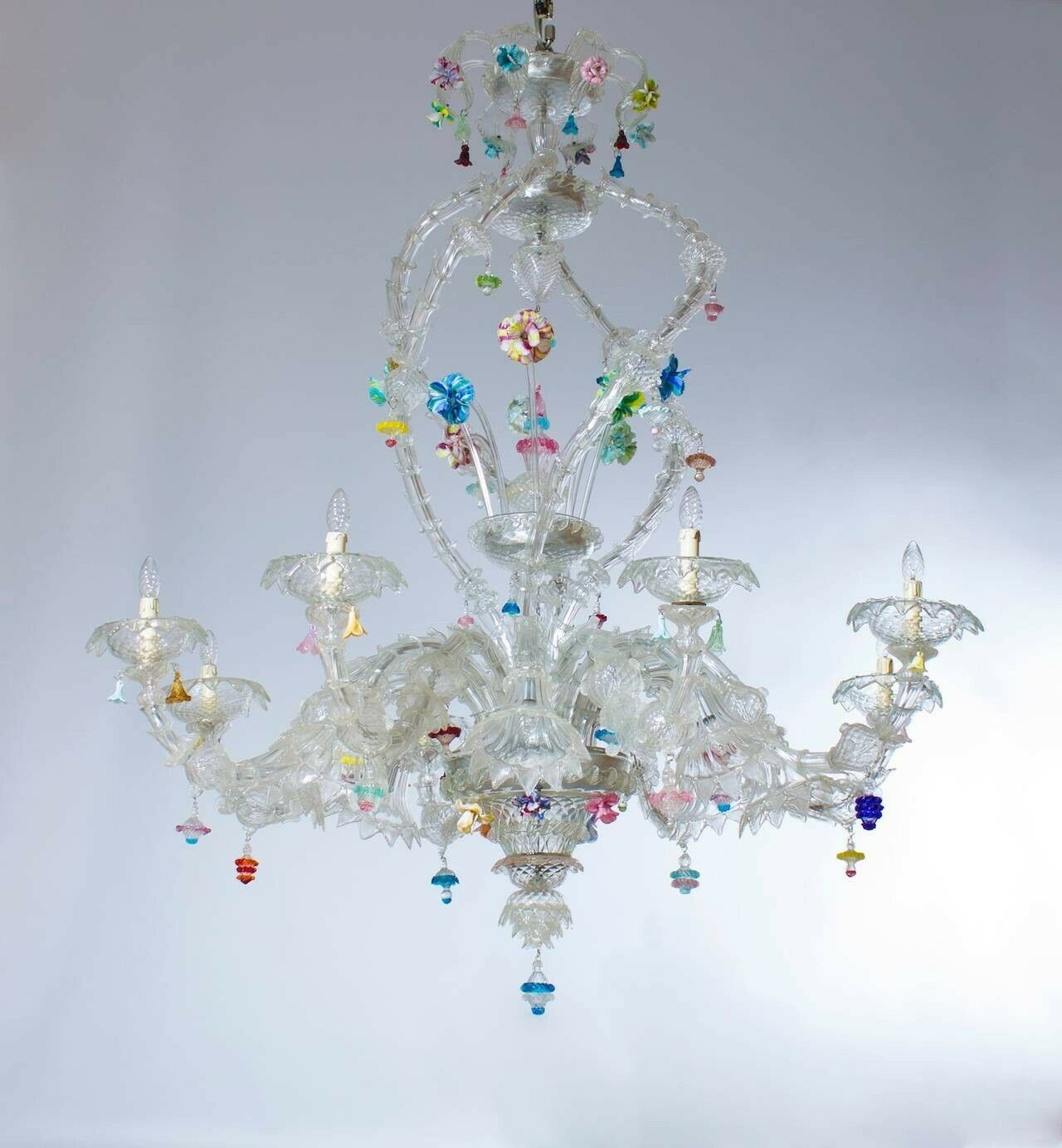 photo furniture Italian Venetian Ca'rezzonico Chandelier In Blown Murano Glass 1950s