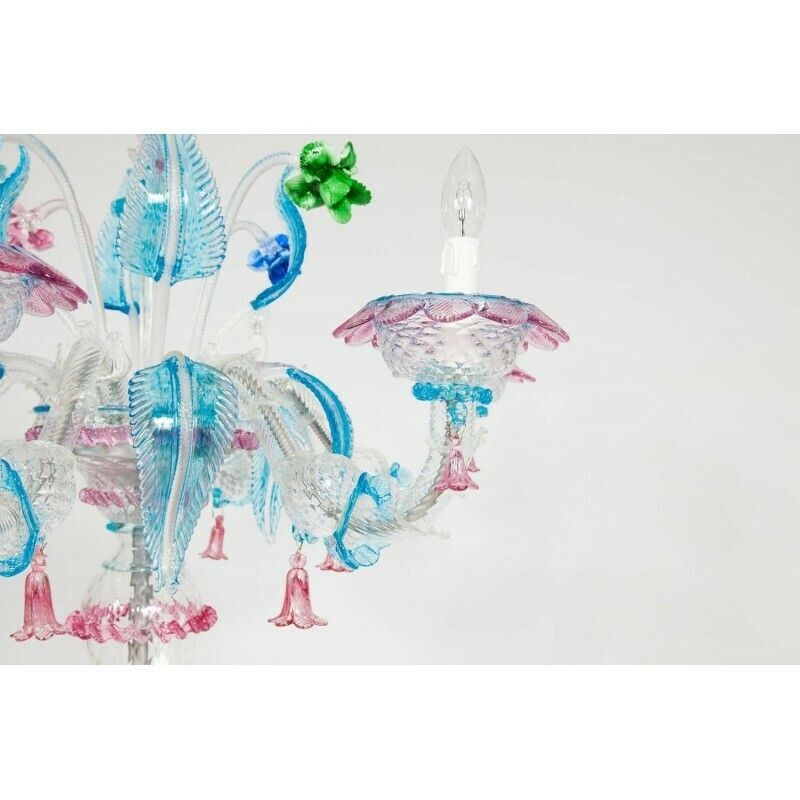 Rezzonico Floor Lamp With Colored Flowers In Blown Murano Glass, Italy, 1990s photo 10639.0