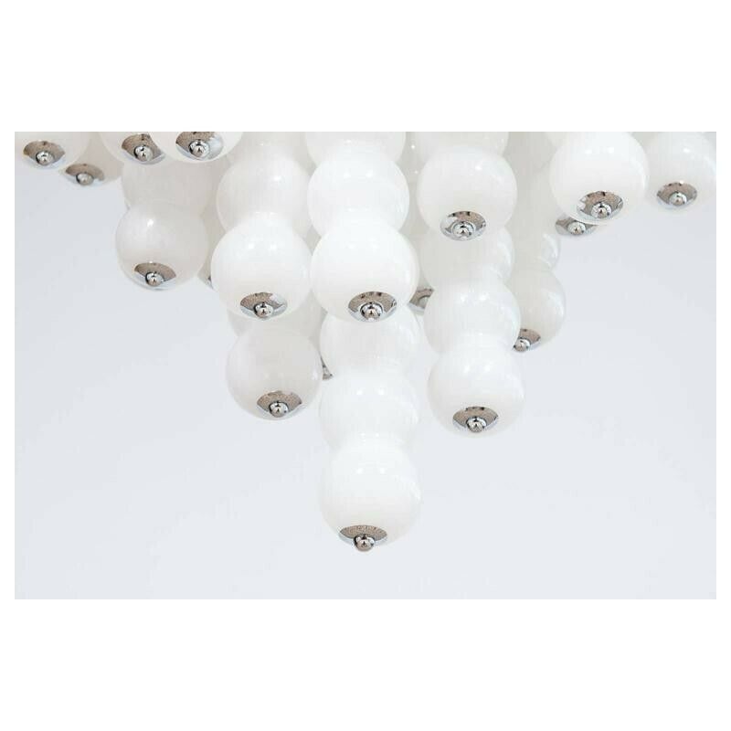 Italian Venetian Chandelier Blown Murano Glass White Chains Mazzega 1990s photo 15919.0