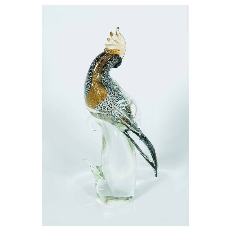 Italian Venetian Parrot Sculpture In Blown Murano Glass, By Alberto Donà, 1980s