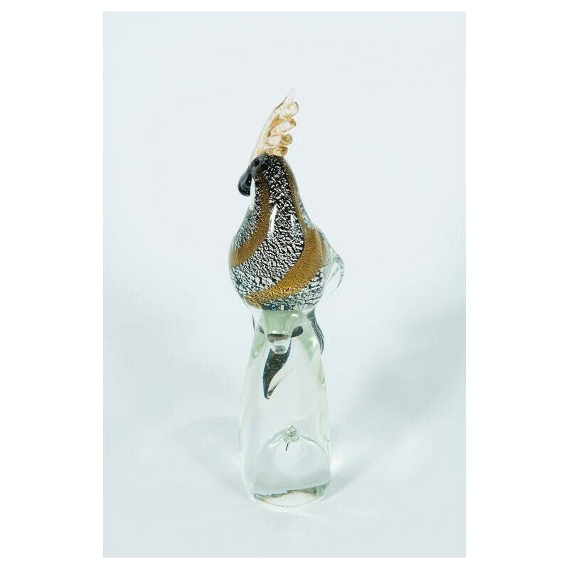 photo for sale Italian Venetian Parrot Sculpture In Blown Murano Glass, By Alberto Donà, 1980s