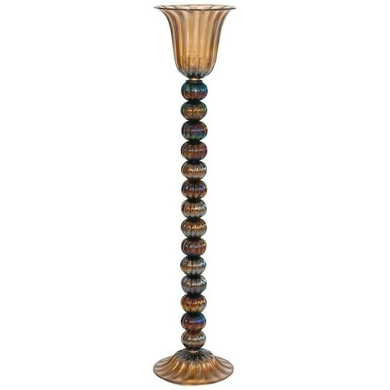 Italian Floor Lamp In Murano Glass Pagliesco With Iridescent 1980s