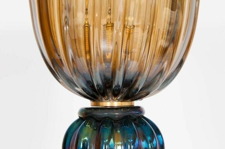 Italian Floor Lamp In Murano Glass Pagliesco With Iridescent 1980s photo vintage
