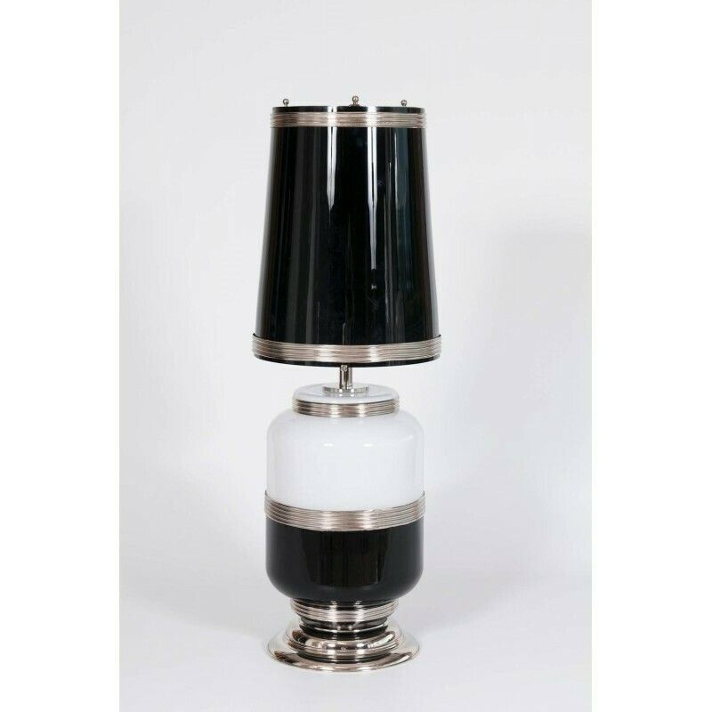 Black And White Pair Of Italian Murano Table Lamps 1960s photo furniture
