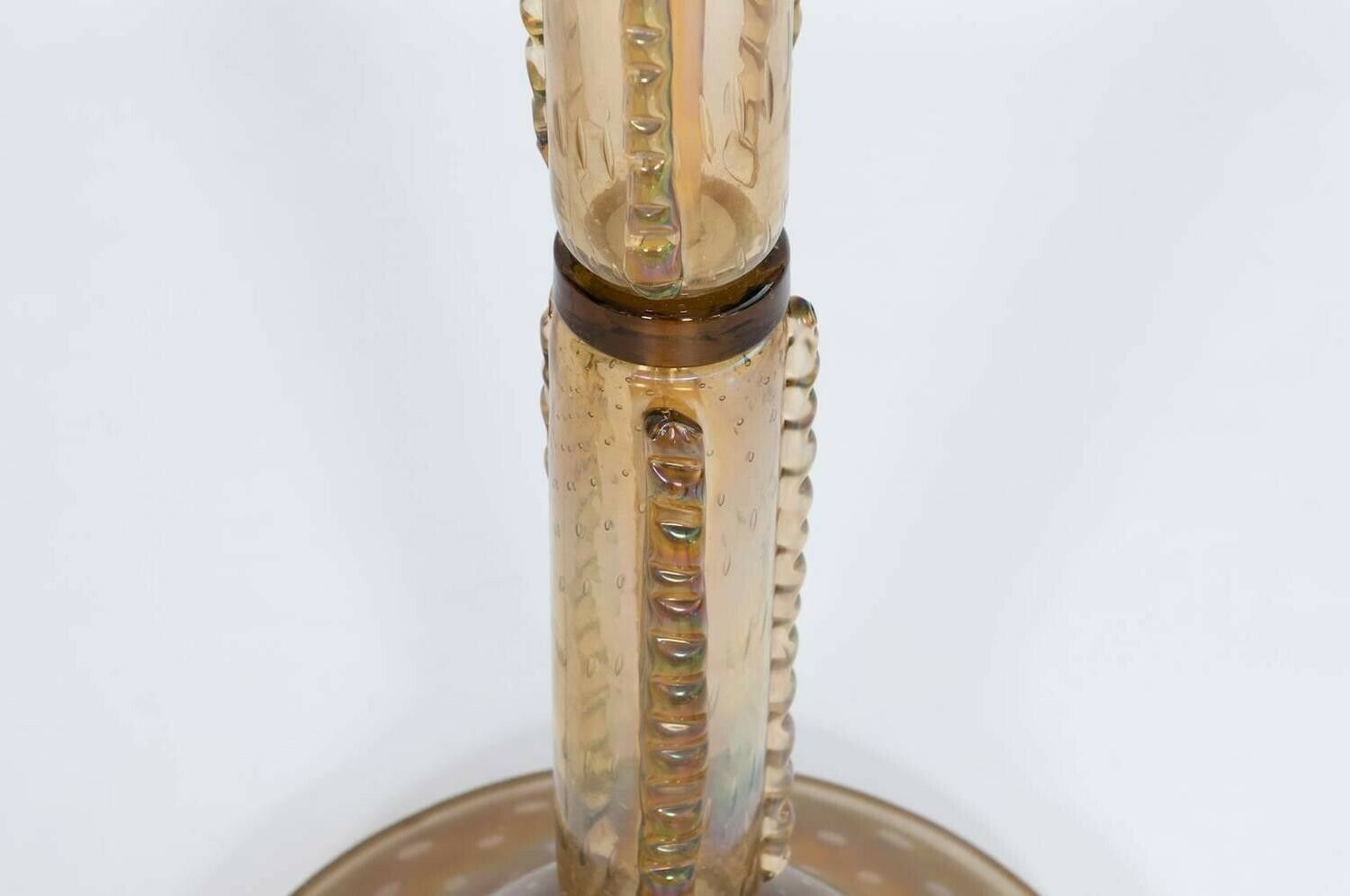 Venetian Floor Lamp In Blown Murano Glass, Iridescent And "Pagliesco", 1970s photo Lighting