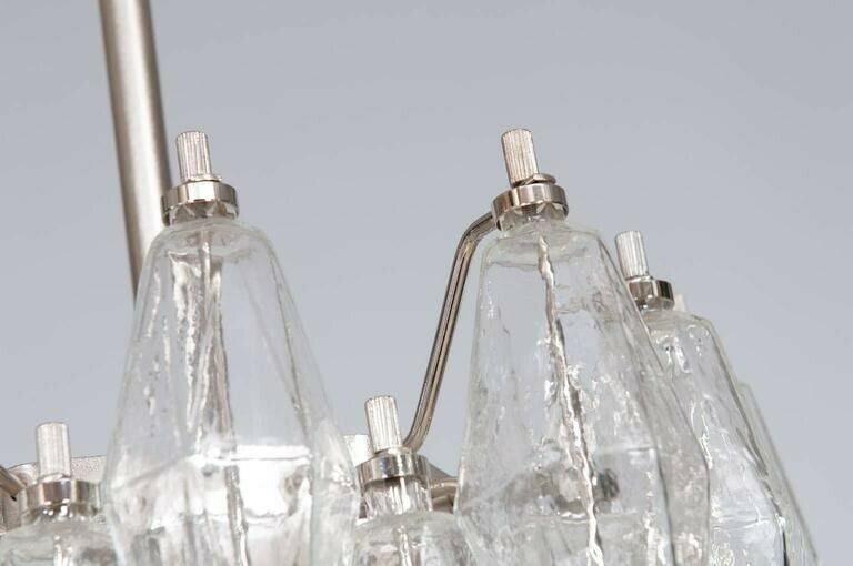 photo for sale Italian Modern Chandelier In Transparent Murano Glass, Venini, 1960s