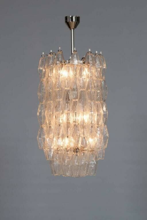 6191.0 Italian Modern Chandelier In Transparent Murano Glass, Venini, 1960s photo