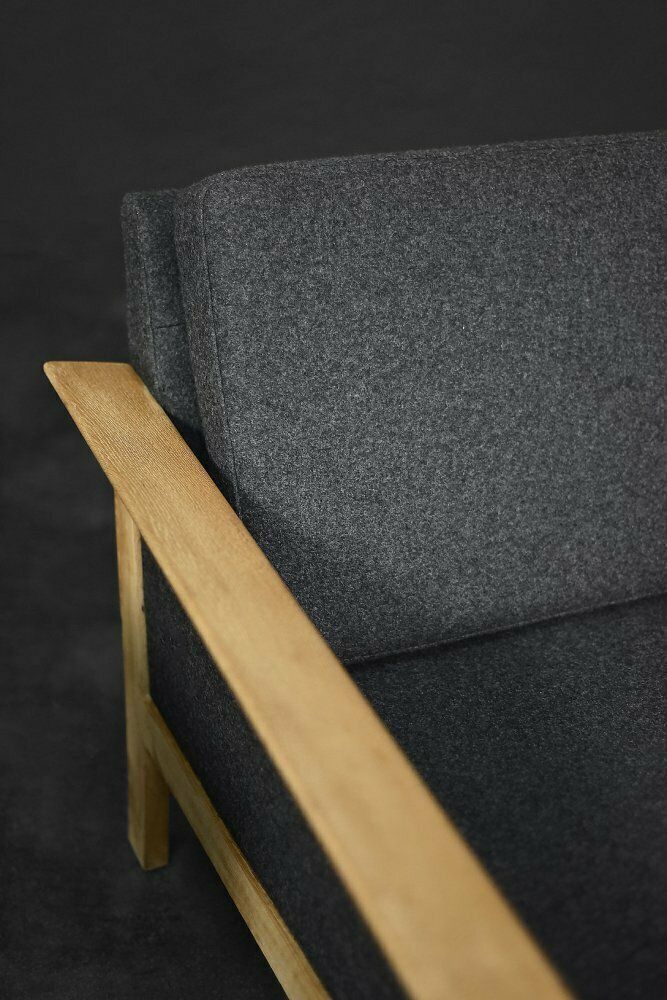 Mid Century Modern Danish Oak And Felt Lounge Chairs, 1960s, Set Of 2 photo buy