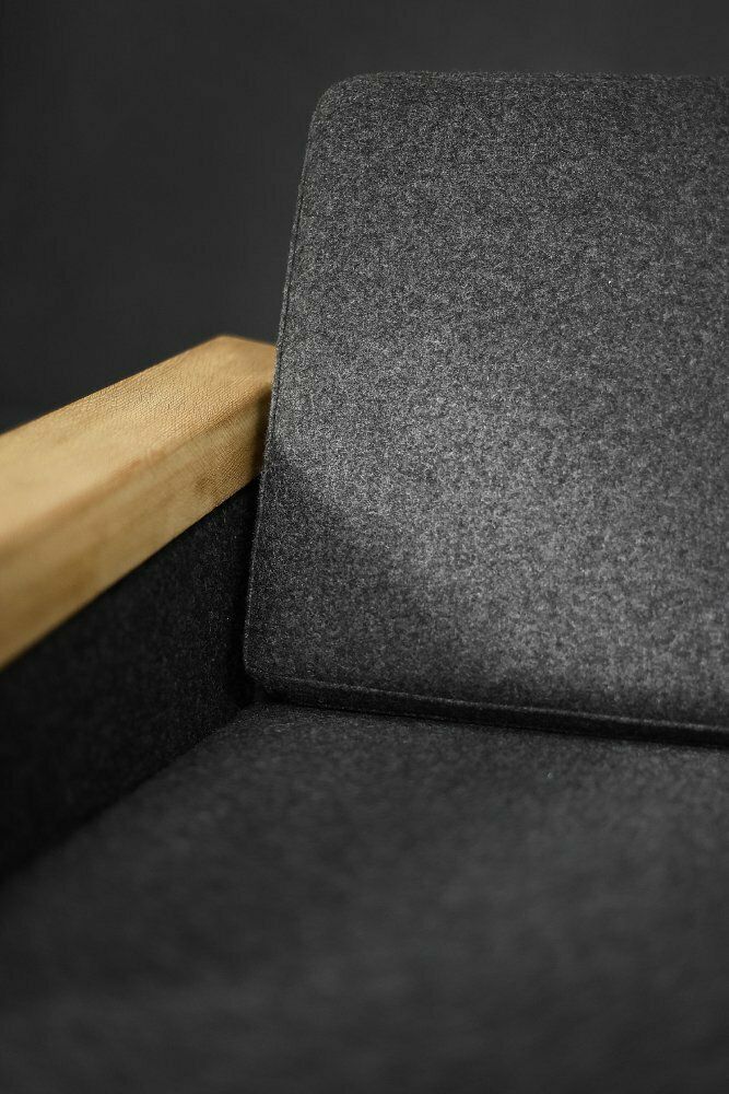 Furniture Mid Century Modern Danish Oak And Felt Lounge Chairs, 1960s, Set Of 2 photo