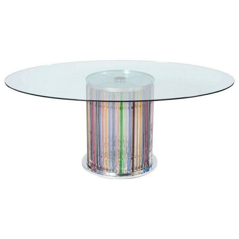 Dining Table In Blown Murano Glass Lights In The Stem, Vintage Murano Gallery *