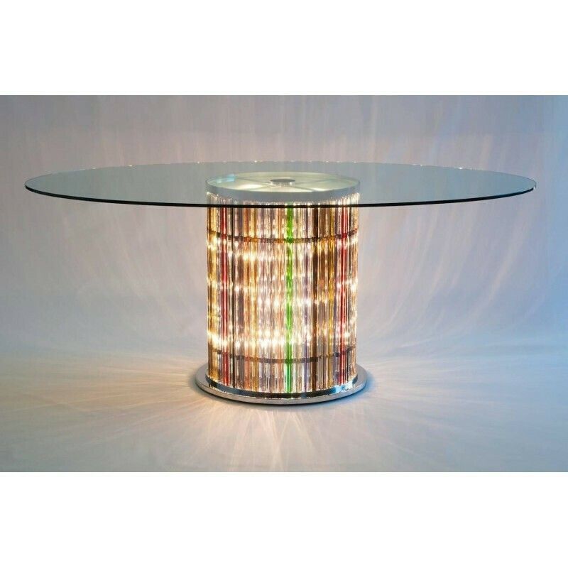 photo for sale Dining Table In Blown Murano Glass Lights In The Stem, Vintage Murano Gallery *