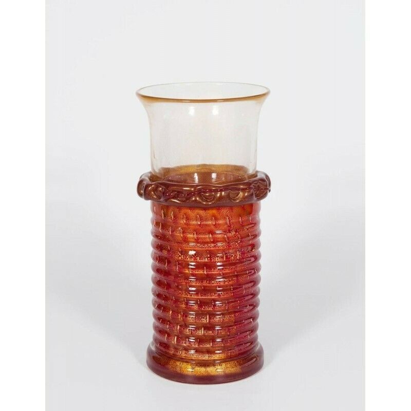 Italian Venetian Murano Glass Vase Attributed To Barovier & Toso Circa 1970s photo furniture