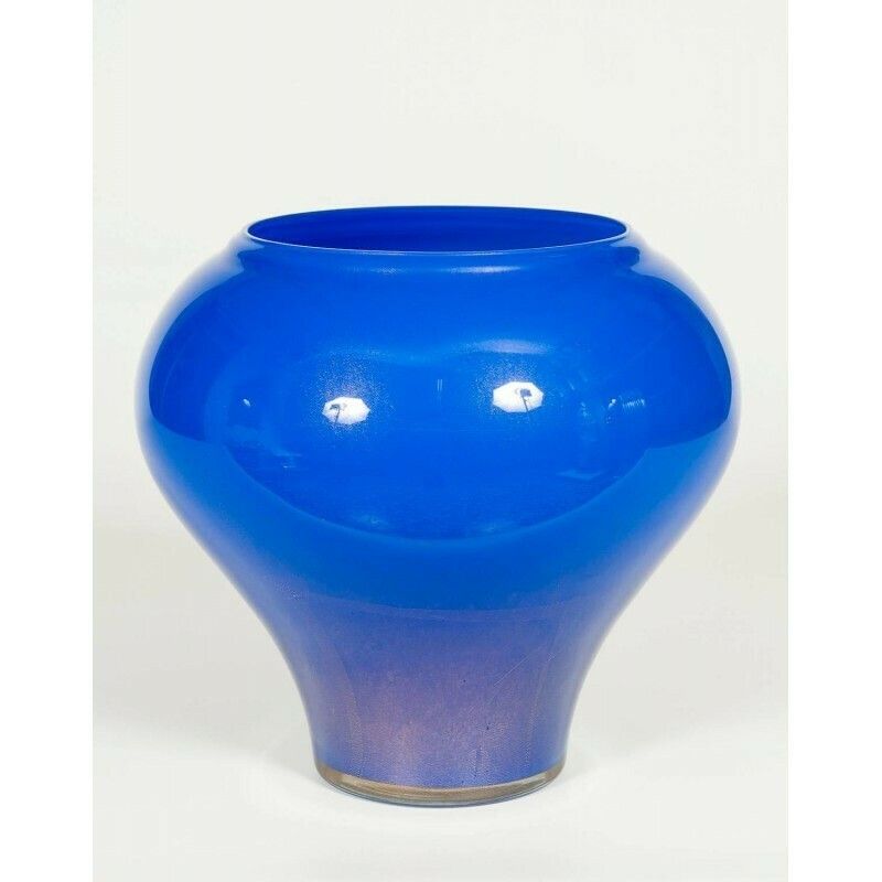 Blue Vase In Blown Murano Glass With 24kt Gold 1980s, Italy photo furniture