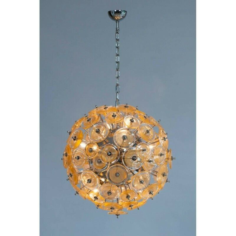 Italian Flush Mount In Blown Murano Glass, Gold 24 K, Mazzega Contemporary photo furniture
