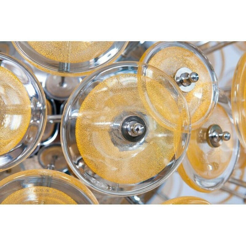 photo for sale Italian Flush Mount In Blown Murano Glass, Gold 24 K, Mazzega Contemporary