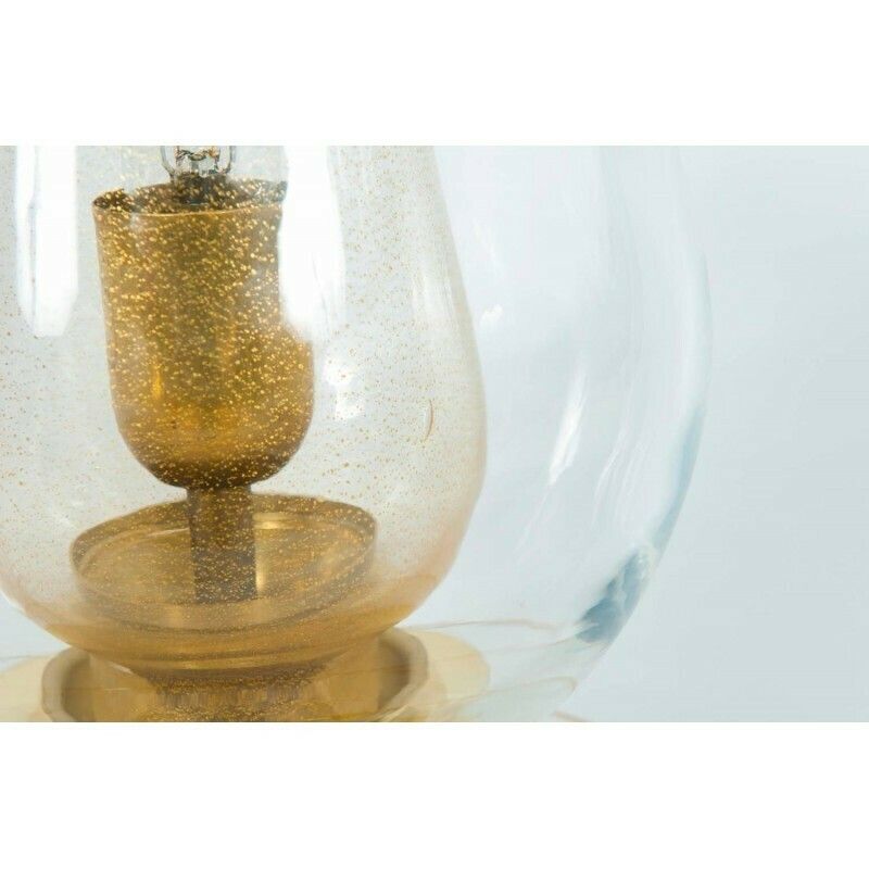 Italian Venetian, Table Lamp, Blown Murano Glass, Candle Shape, Gold Amber, 1970s photo vintage